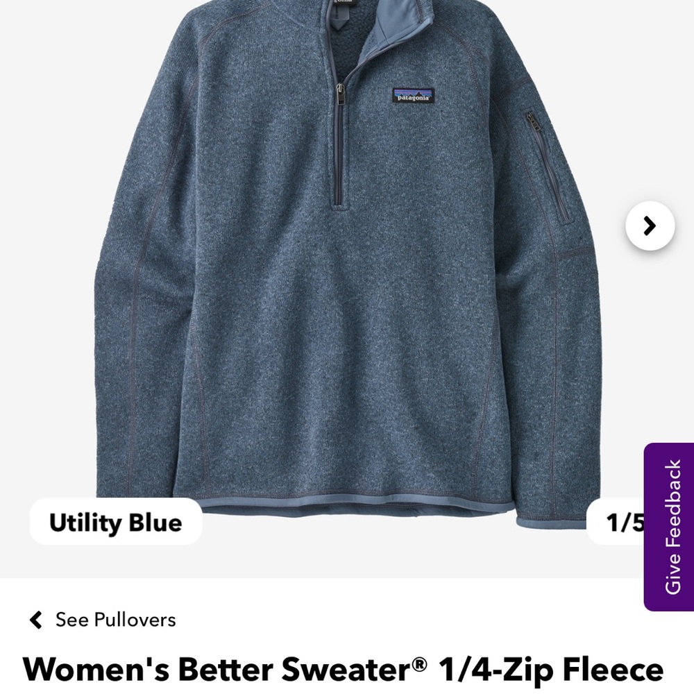 Patagonia Better Sweater 1/4 Zip Utility Blue EUC